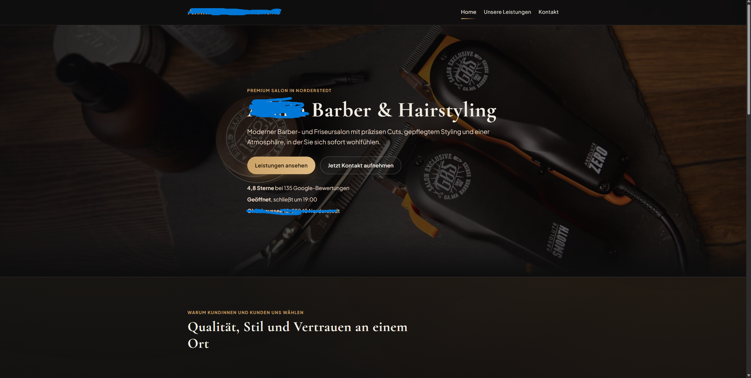 Barber page example