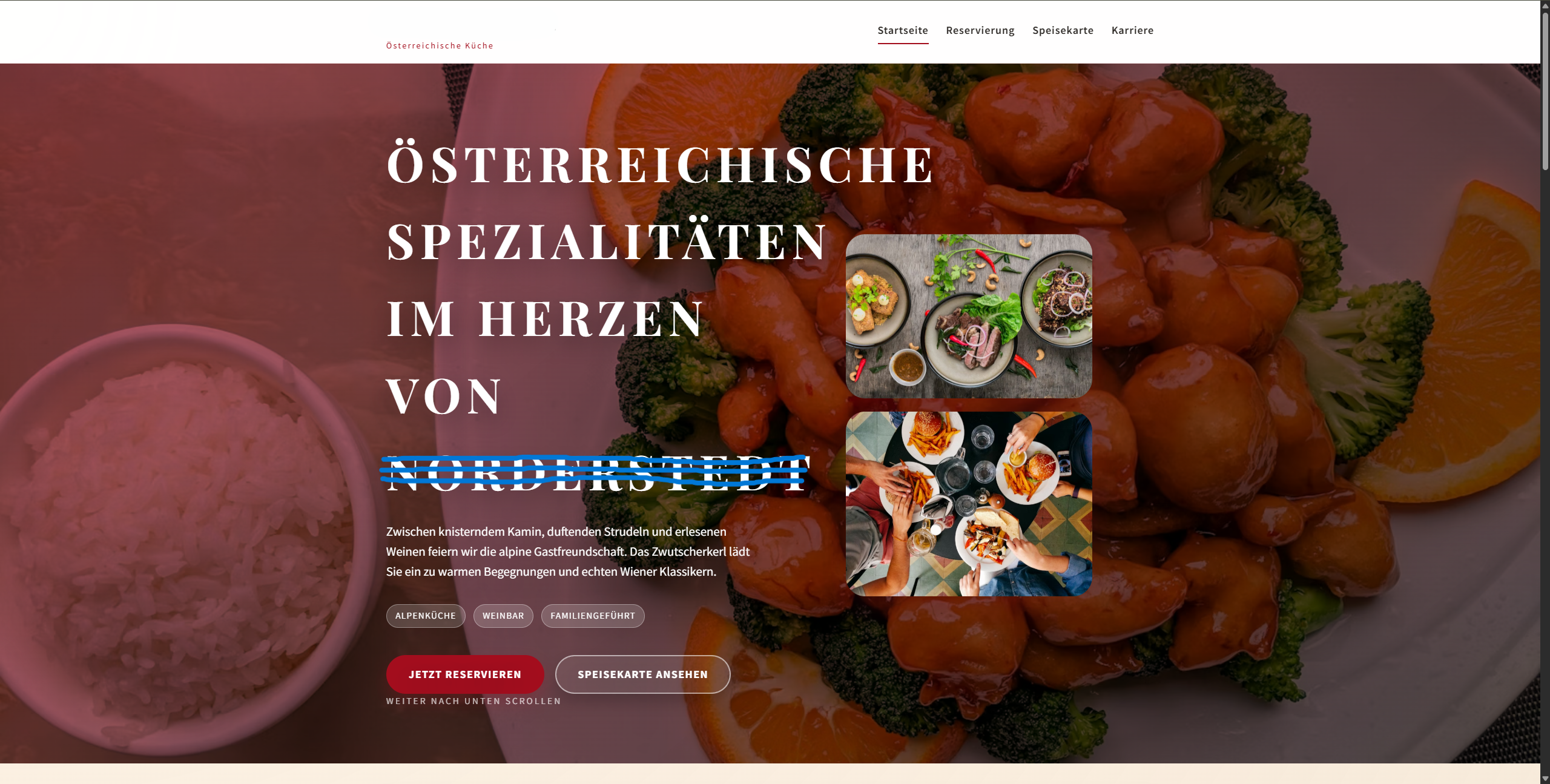 Restaurant page example