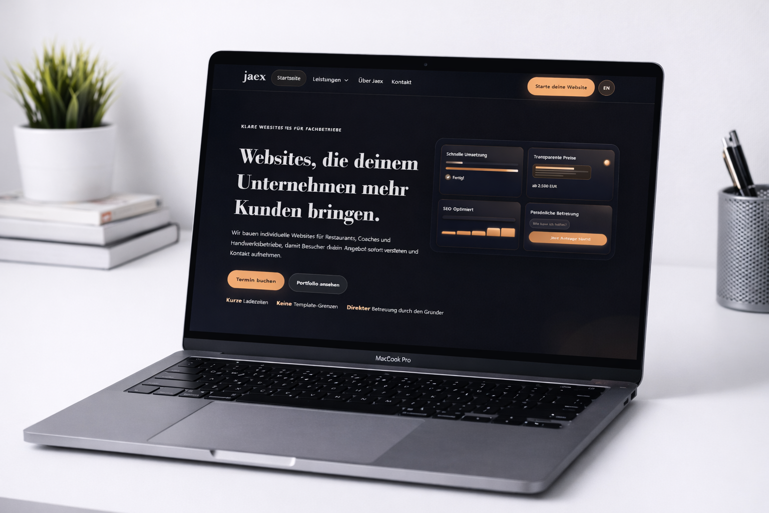 Vorschau einer modernen Website